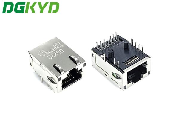 Quality 8p12 Rj45 Pcb Jack Shielded 1 Port RJ45 Modular Socket PA66 With LED for sale