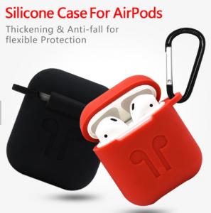 China Protective Charging Case Cover For Air Pods Portable Soft Silicone Skin cover case with Carabiner Keychain for Apple Air on sale