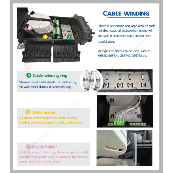 FTTH Drop Cable 16 Ports Fiber Optic Cable Joint Box, Fiber Optic Junction Box Enclosure