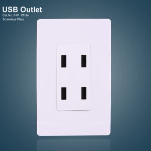 China White 4 USB Ports GFCI Receptacles Electric USB Outlet With Screwless Plate wholesale