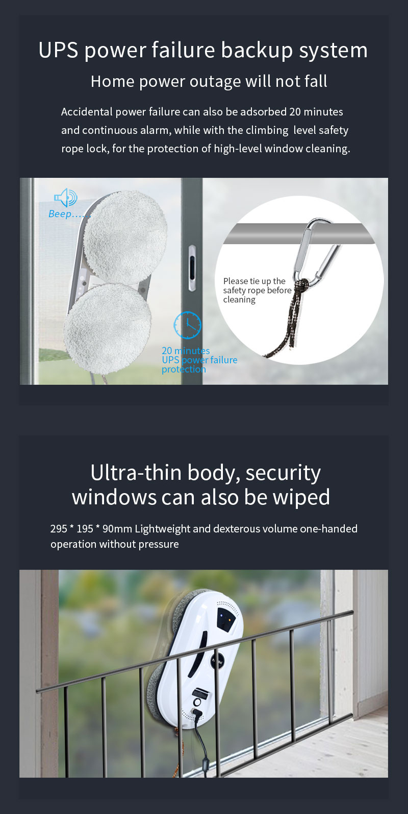 90W Magnetic Window Cleaner Robot with 2800Pa Suction