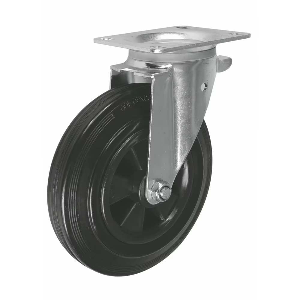 6/8 Inch 150/200kg Load Capacity Black Rubber Polypropylene Swivel Caster with Brake