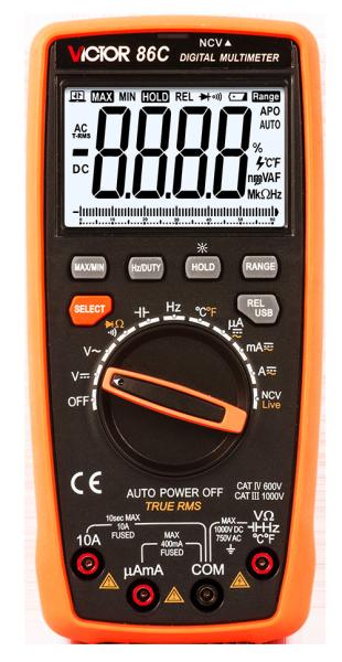 VICTOR 86C 3999 Counts Auto Ranging Digital Multimeter With Usb Output LCD