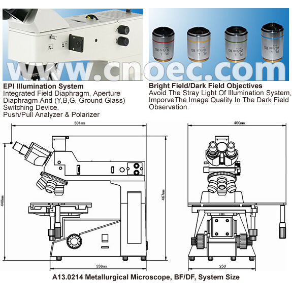 400x DIC Digital Metallurgical Microscope EPI A13.0214 Brightness Adjustable Trinocular Head