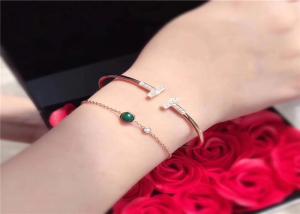 China Sophisticated 18K Gold Bangle Bracelet With Carnelian / Gemstone / Diamond on sale