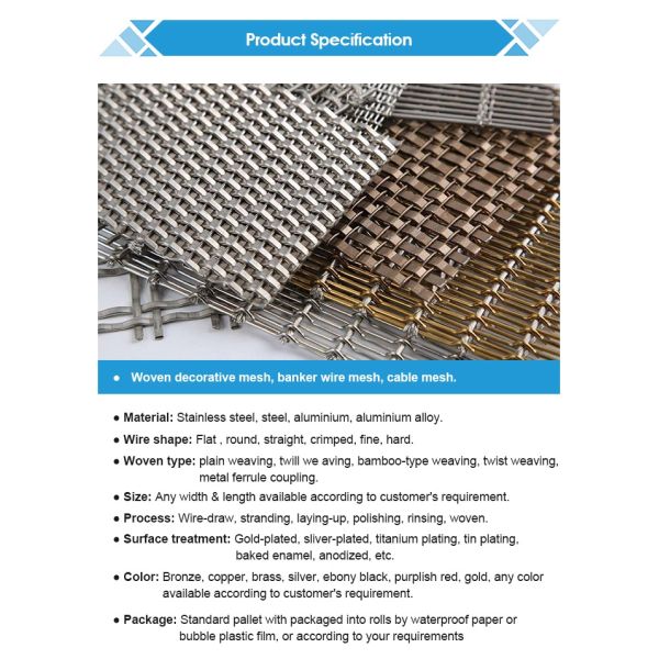 New Stainless Steel Wire Mesh Cladding Ceiling Exterior Wall Decoration Curtain Wall Metal Mesh