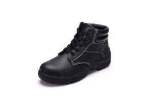 China Antistatic Black Leather Safety Shoes With Wide Steel Toe Cap / Steel Plate wholesale
