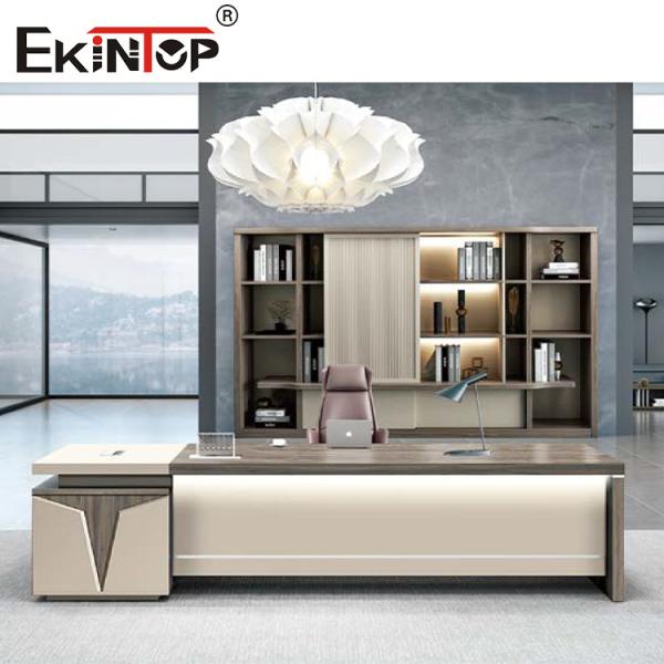 Quality Light Brown Extendable Computer Desk With Drawers For Office Home for sale
