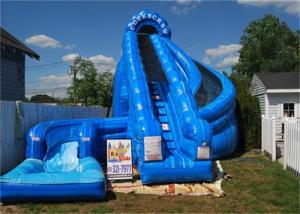 China Giant Inflatable Corkscrew Water Slide / Double Inflatable Slip And Slide With Pool wholesale
