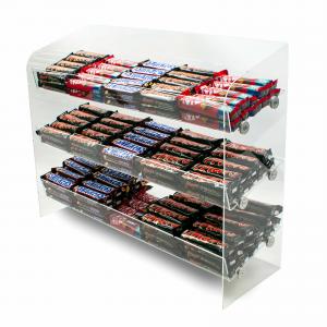 China Food Snack Chocolate Display Rack Acrylic 3 Tiered Stand Counter on sale
