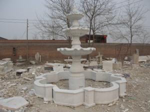 China White Marble Four Tier Stone Water Pool Fountain Decoration wholesale
