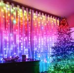12V RGBIC LED Curtain Lights WiFi Bluetooth Controlled Multiple Scene Modes