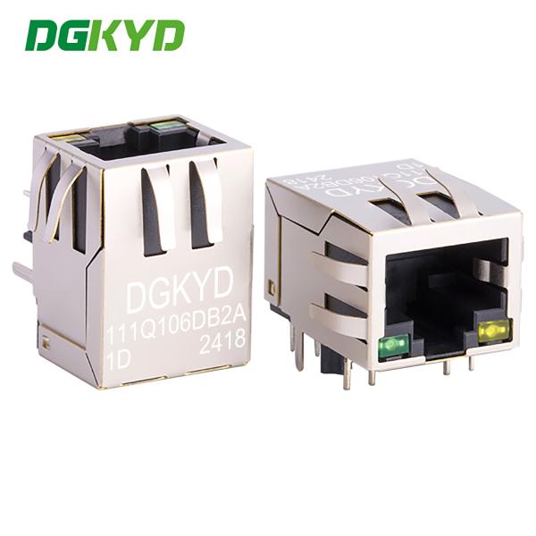Quality RJ45 Transformer Gigabit Integrated Filter with Light and Card Port Downward DGKYD111Q106DB2A1D for sale