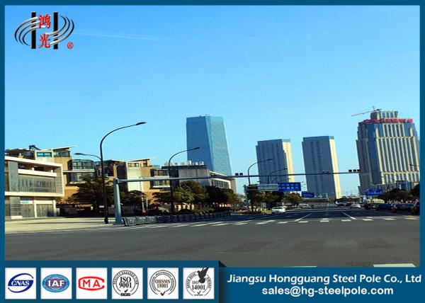 Quality Q235 Single Arm Conical Security Camera Mounting Pole For Traffic Monitor Project H 6M L12M for sale