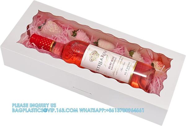 Quality Bakery Boxes With Window 16" X 6.5" X 3", Cookie Boxes, Auto-Popup Long Treat Boxes For Cookies, Strawberries for sale