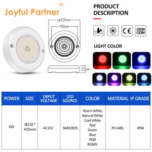 6W RGB DMX LED Pool Light IP68 Waterproof AC12V