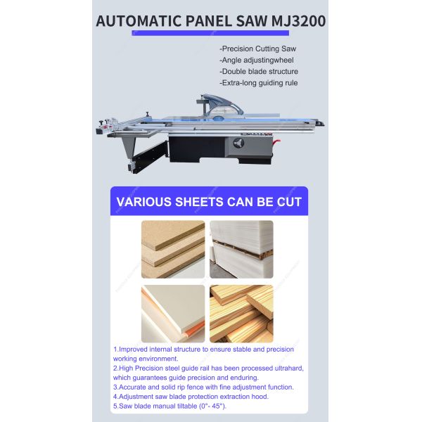 Home Woodworking Automatic Sliding Mitre Saw with 3200mm Sliding Table and Wood Lift