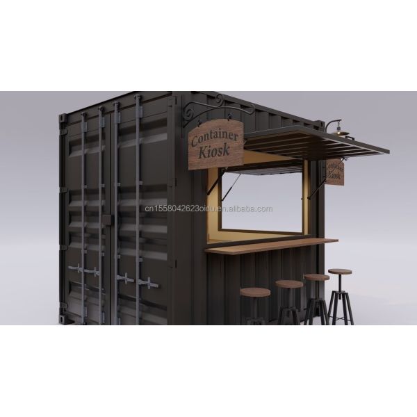 Modern 10 ft 20 ft Prefabricated Steel Shop Container Kiosk Mobile Mini Bar for Outdoor Kitchen and Restaurant Movable Design Shop