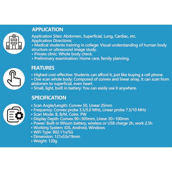 Wireless Android Ultrasound Highest Cost-effective Double Probes Wireless Color Doppler Ultrasound Scanner 3 in 1 Ultrasound