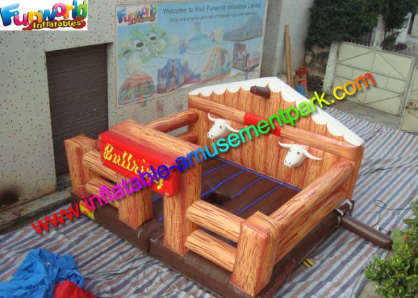 Quality Thrilling Inflatable Mechanical Bull With Mattress / Inflatable Games Redeo Riding Bull Machine for sale