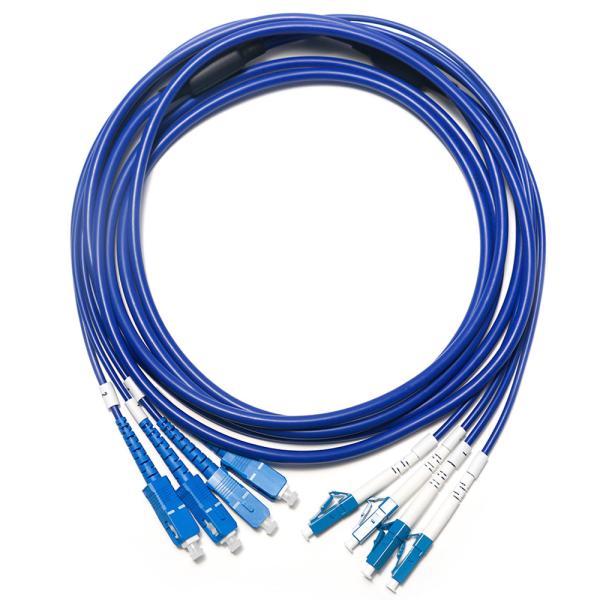 Quality SC LC Fiber Optic Patch Cord Multimode Dual-Core OM3 4/4 10G for Survailiance WLAN LAN for sale