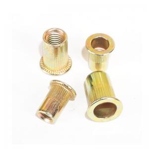 China Carbon Steel Threaded Rivet Nuts Zinc Plated M6 Knurled Body With Flat Head on sale