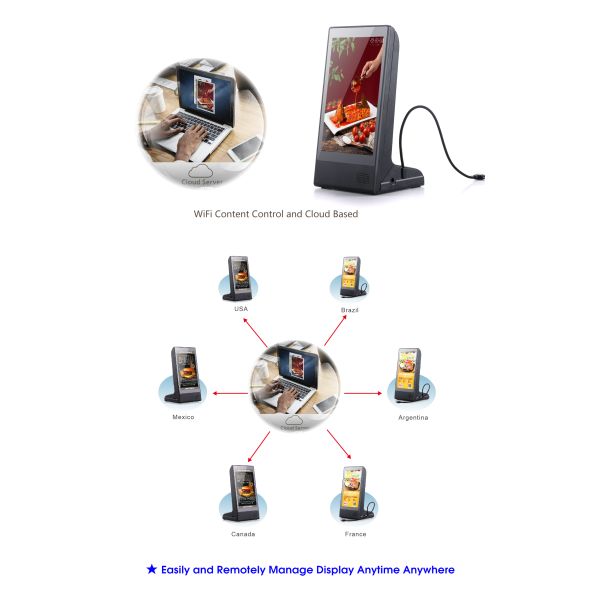 Black 10 inch High Capacity Battery Desktop Small Advertising Player with Charging Station