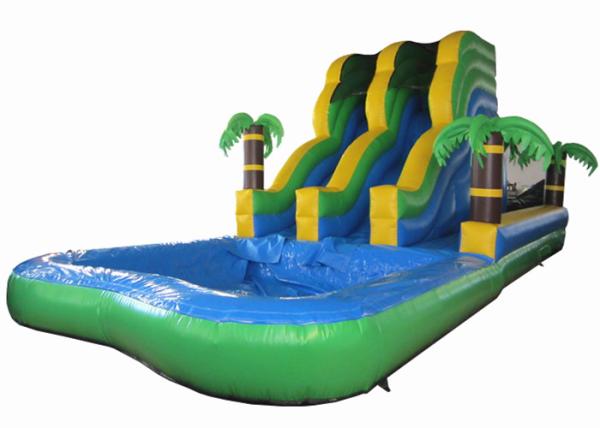 Quality Summer 2017 palm trees inflatable water slide on sales inflatable single slide with water pool for sale
