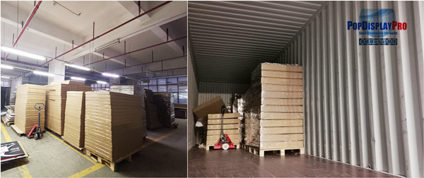 Temporary Cardboard Shelf Display Led Lights CMYK / 4C Print For Holidays