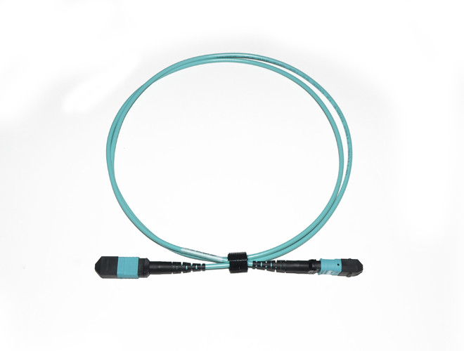 China 12 Fiber 40GbE, 40GBASE-SR4, OM3/OM4 Plenum Aqua MTP Jumper wholesale