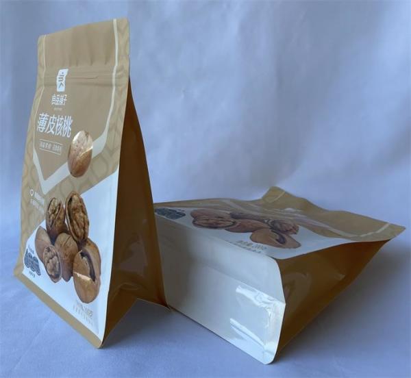 Quality Matte Surface Flat Bottom Side Gusset Bag 8 Side Seal For Nuts for sale