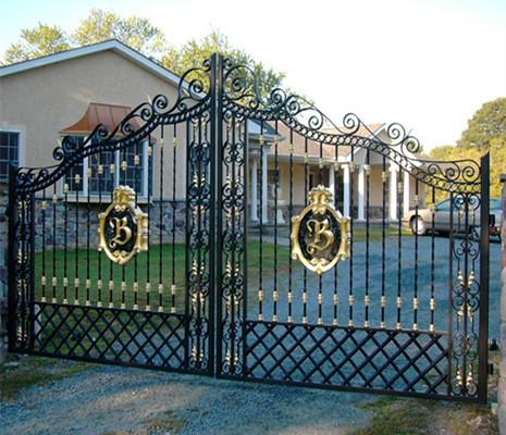 Quality Black Mat Ornamental Fences And Gates / Decorative Metal Garden Gates for sale