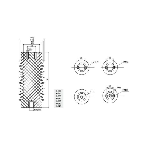 24kV Epoxy Resin Medium-Voltage Support insulator with 110mm Diameter