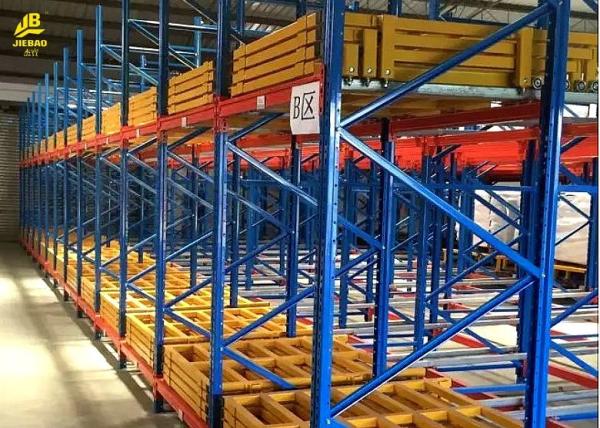 Quality Warehouse Push Back Racks , Pallet Flow Racking System With RAL Color for sale