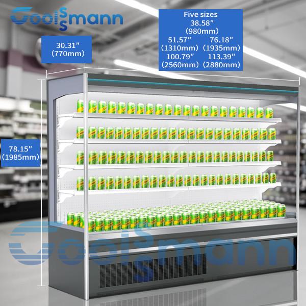Quality Vegetable Display Case Refrigerator , 4 Layers 1.98m Height LED Open Front Chiller for sale