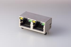 Shielded RJ45 Modular Jack Rj45 Female To Female Connector 8P8C 2 Port  With LED Gold Plated