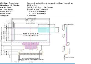 China 1.3 Inch PMOLED MODULE 128X64 Resolution 3/4-SPI I2C Interface Driving IC SH1106G wholesale