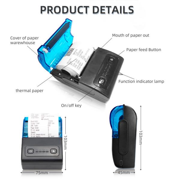 331g Mini Wireless Blue Tooth Thermal Printer Portable Machine Imprimante Thermique