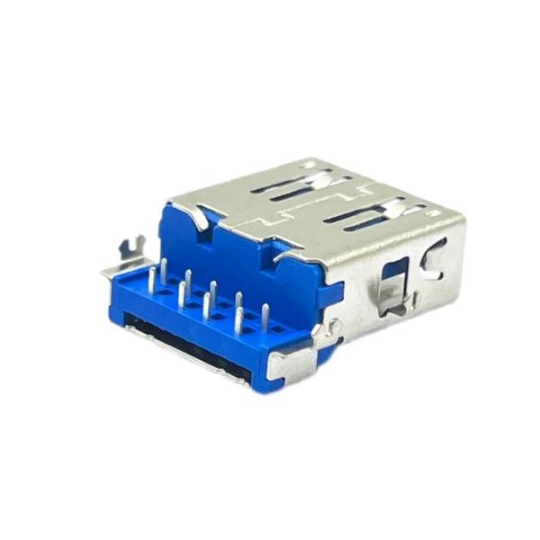 Quality Female DIP USB Connector PCB Mount Socket RVS USB3.0 Type A STD 9 Pin for sale