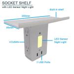 Wall Power Socket with Surge Protector ETL cETL Passed 4 Outlets 2USB Night