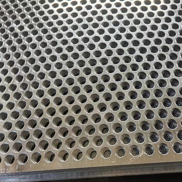 Finished perforated metal mesh product in practical use environment