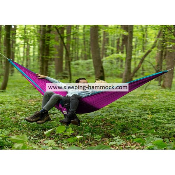 Two Person Sleeping Hammock Made From Parachute Material With Straps Sky Blue Purple