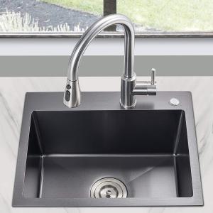China 22 x 18 Inch SUS304 Topmount Single Bowl Stainless Kitchen Sink on sale