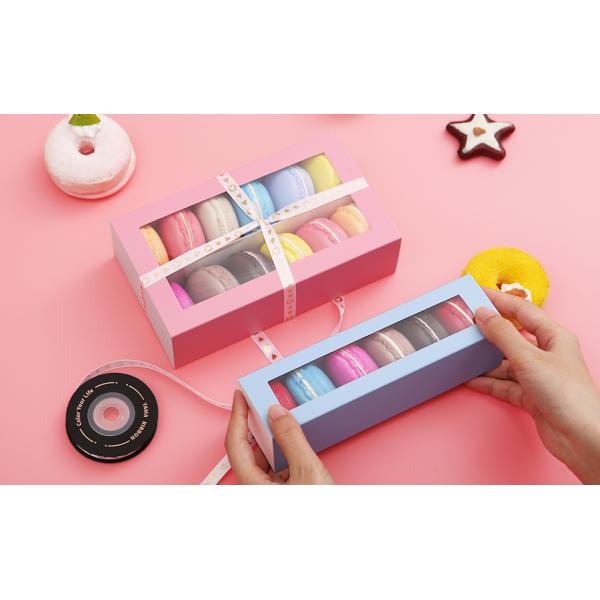 Macaron Boxes, Macaron Gift Box For 6, Macaron Packaging Boxes With Clear Window, Blue Macaron Gift Boxes