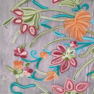 China Polyester Wide Jacquard Embroidered Mesh Lace Fabric By The Yard With Colored 3D Flower on sale