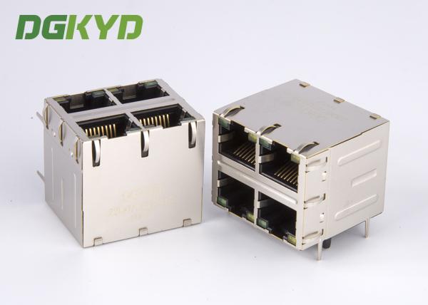 Quality Shield 2X2 Double Deck 4 Port 1000M Cat6 RJ45 Modular Jack With Ethernet Filter for sale