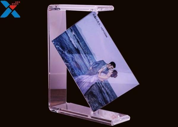 Quality Plexiglass PMMA Custom Acrylic Frames Double Rotating U Shape Picture Table Frame for sale