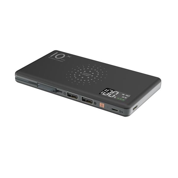 Quality Top Selling LCD Digital Display Wireless Power Bank 10000mA Built-in 3IN1 Cable Type-C Input&Output Portable Mobile Powe for sale