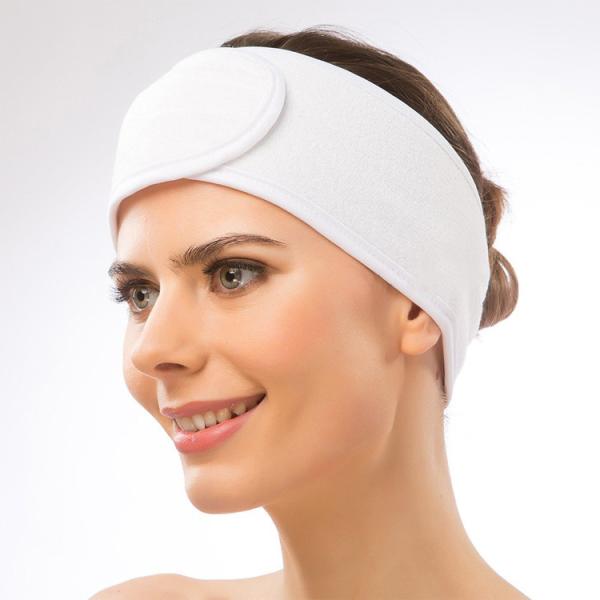 White Elastic Ajunstable Terry Cloth Spa Headband Stretch Towel Washable Facial Band Makeup Headband For Women