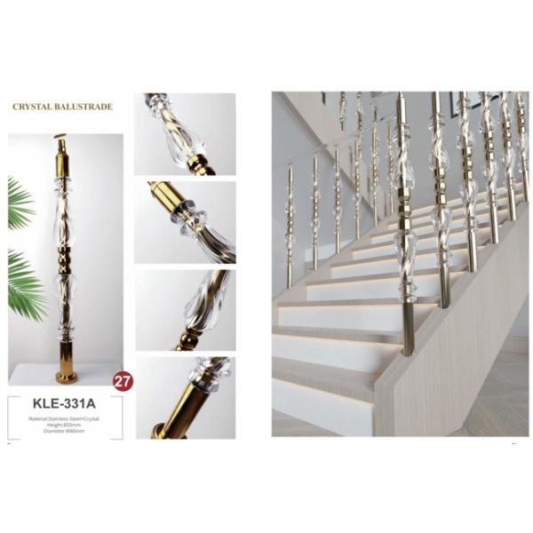 Acrylic Crystal Baluster Clear Transparency Handrail Customized Size Luxury Gold Decorative Acrylic Stai